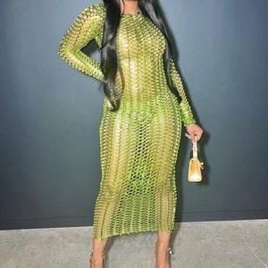 Green Metallic Dress